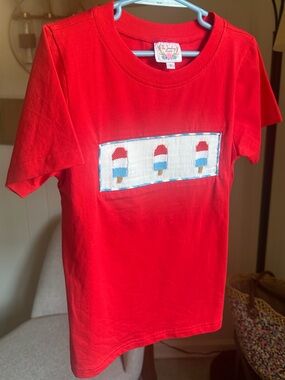 The Smocking Bird Red Kids Tee with Popsicle Patch